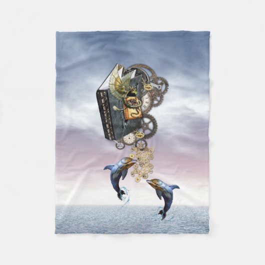 Steampunk-springdolfijnen Fleece Deken (Voorkant)