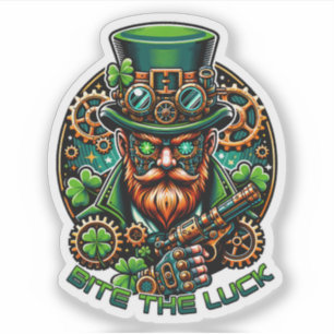 Steampunk St. Patrick's Day Leprechaun Sticker