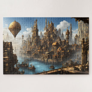 Steampunk Stad met Ballon Legpuzzel