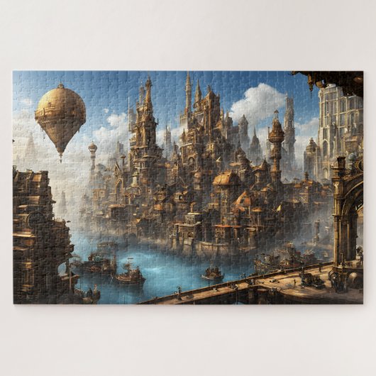 Steampunk Stad met Ballon Legpuzzel (Horizontaal)