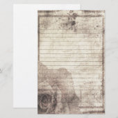 Steampunk Stationery - Antiek Roos Briefpapier (Voorkant / Achterkant)