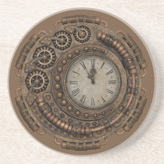 Steampunk-stijl feesttijd zandsteen onderzetter (Voorkant)