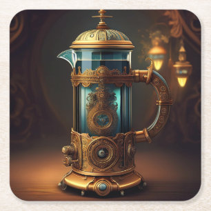 Steampunk stijl Franse pers Vierkante Kartonnen Onderzetter