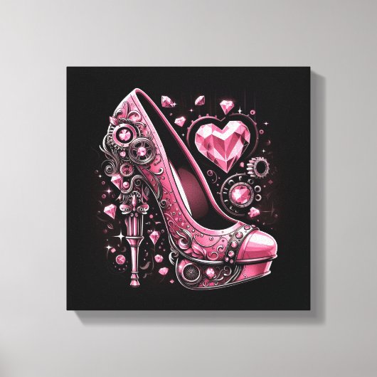 Steampunk Stijl Roze Stiletto's Canvas Afdruk (Voorkant)