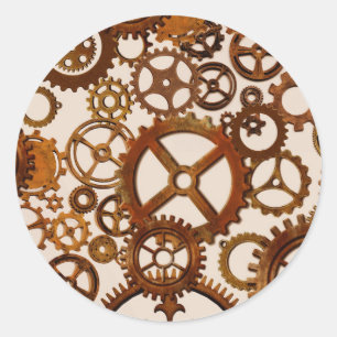 Steampunk stijl tandwielen ronde sticker
