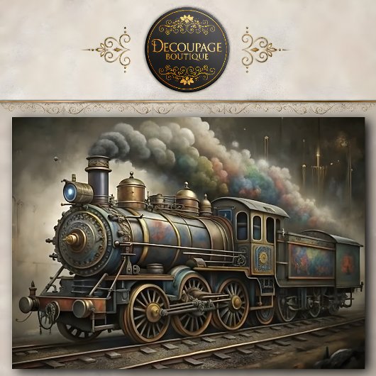 Steampunk Stoomtrein Decoupage Tissuepapier