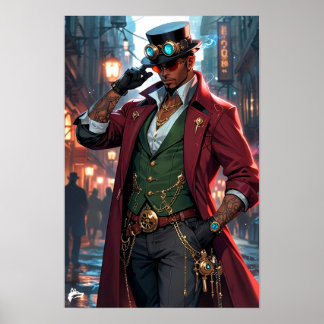 Steampunk Strategist - Confidence and Charm Poster