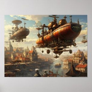 Steampunk Style: Luchtschepen en Zeppelins Poster