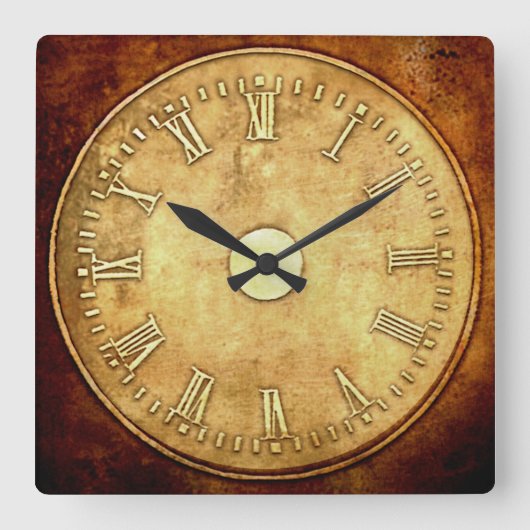 Steampunk Style Rust Edged Vierkante Klok (Voorkant)