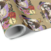Steampunk Sugar Skull Cadeaupapier (Rol Hoek)