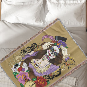 Steampunk Sugar Skull Deken