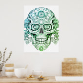 Steampunk Sugar Skull Drawing Art for Adults Wall Poster (Keuken)