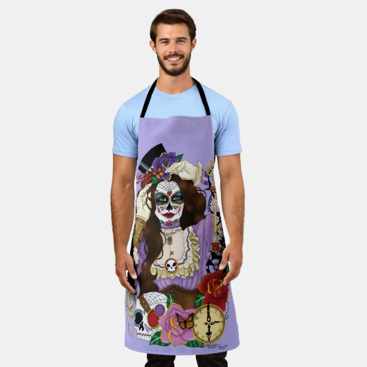 Steampunk Sugar Skull Schort (Gedragen)