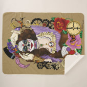 Steampunk Sugar Skull Sherpa Deken (Voorkant (horizontaal))