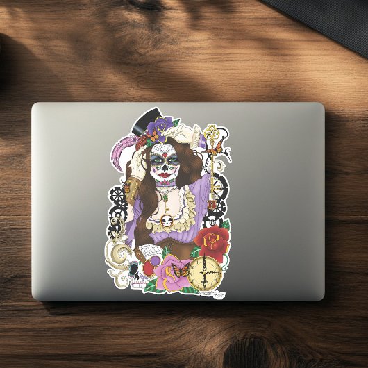 Steampunk Sugar Skull Sticker