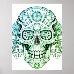 Steampunk Suiker Schedel Teken Kunst voor Volwasse Poster
