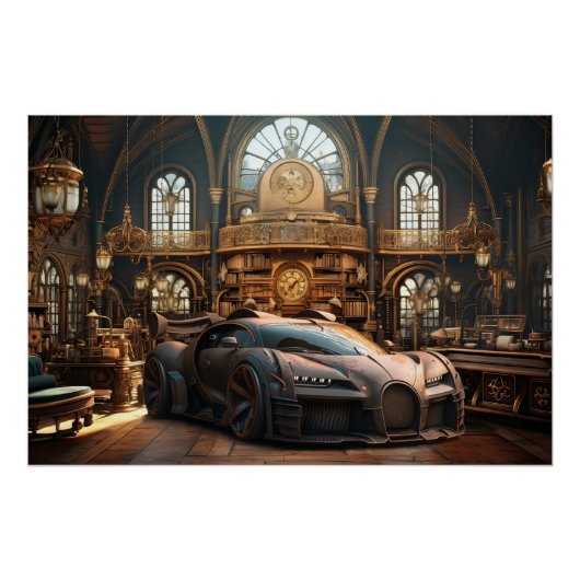 Steampunk Super Auto Snelheid Cinematic Auto Art P Perfect Poster (Voorkant)
