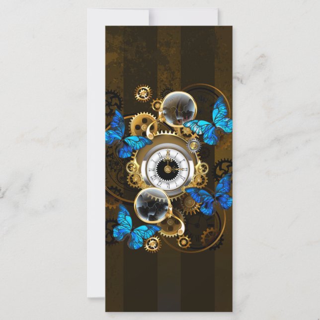 Steampunk tandwielen en blauwe vlinders (Voorkant)