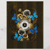 Steampunk tandwielen en blauwe vlinders flyer (Voorkant)