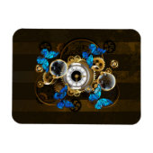 Steampunk tandwielen en blauwe vlinders magneet (Horizontaal)