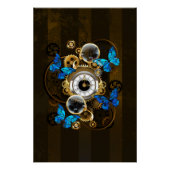 Steampunk tandwielen en blauwe vlinders perfect poster (Voorkant)