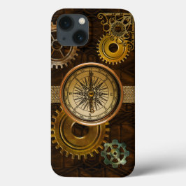 Steampunk-tandwielen op een visueel ontwerp met ki iPhone 13 hoesje