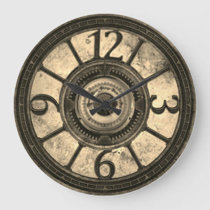 Steampunk-tandwielen - Rook- ronde wandklok Grote Klok