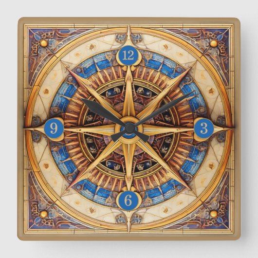 Steampunk Tarot Star Pattern#1 ID1081 Vierkante Klok (Voorkant)