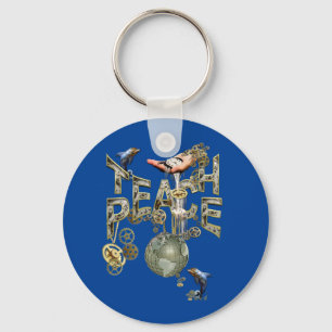 Steampunk Teach peace T-Shirt Trucker Hat Sleutelhanger