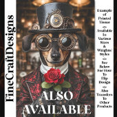 Steampunk teckel hond + rode roos AH1O decoupage Tissuepapier