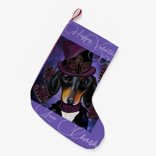 STEAMPUNK TECKEL KLEINE KERSTSOK (Voorkant (Hangend))