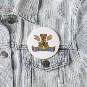 Steampunk Teddy Bear met Fairy Wings Ronde Button 7,6 Cm