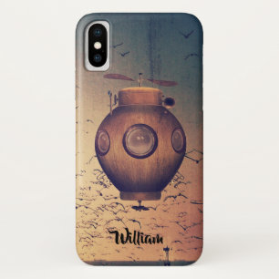 Steampunk Tekening van mechanische onderzeeërs iPhone X Hoesje