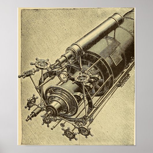 Steampunk Telescope 1898 illustratie Poster (Voorkant)