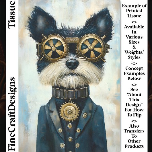 Steampunk Terriër Hond In Goggles CY3 Decoupage Tissuepapier