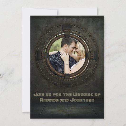 Steampunk thème Mariage ajouter photo Invitation (Devant)