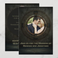 Steampunk thème Mariage ajouter photo Invitation
