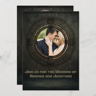 Steampunk thème Mariage ajouter photo Invitation