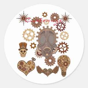Steampunk Theme Thunder_Cove Ronde Sticker