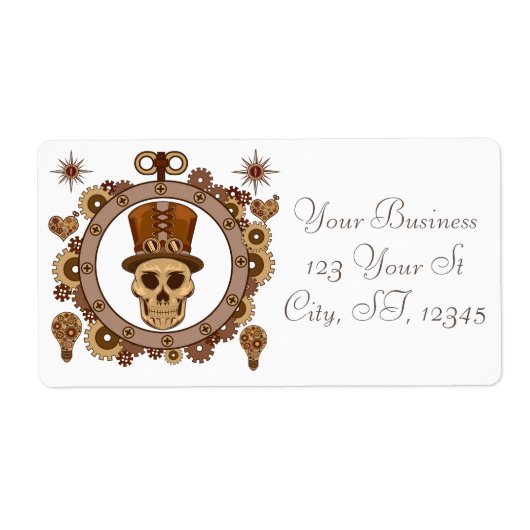 Steampunk Theme Top Hat Skull Thunder_Cove Etiket (Voorkant)