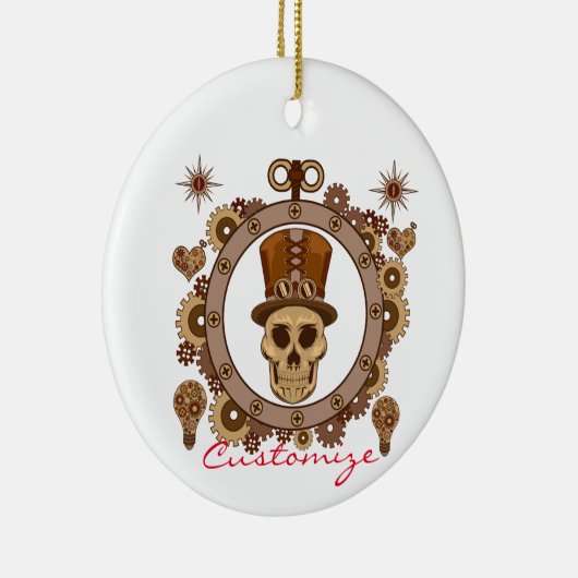 Steampunk Theme Top Hat Skull Thunder_Cove Keramisch Ornament (Rechts)
