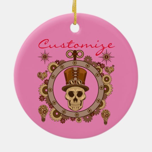 Steampunk Theme Top Hat Skull Thunder_Cove Keramisch Ornament (Achterkant)