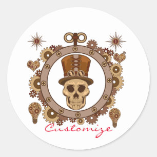 Steampunk Theme Top Hat Skull Thunder_Cove Ronde Sticker