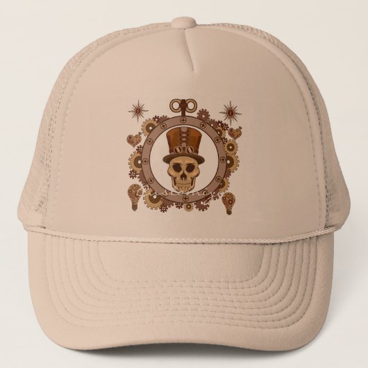 Steampunk Theme Top Hat Skull Thunder_Cove Trucker Pet (Voorkant)