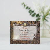 Steampunk Theme Wedding Save the Date Aankondigingskaart (Staand voorkant)