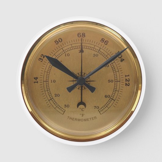 Steampunk-thermometer Ronde Klok (Voorkant)