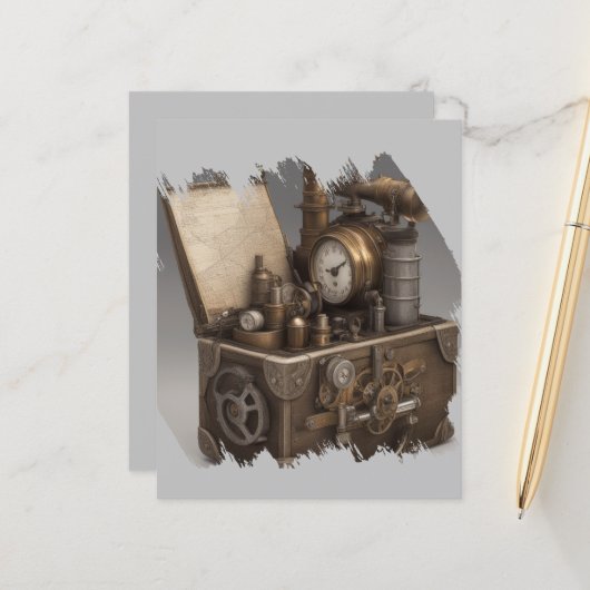 Steampunk tijdmachine - schatkist (Voorkant / Achterkant in situ)