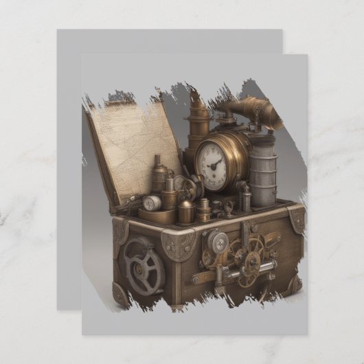 Steampunk tijdmachine -  schatkist (Voorkant / Achterkant)