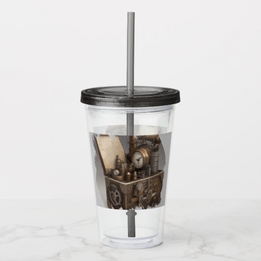 Steampunk tijdmachine -  schatkist acryl drinkbeker (Voorkant)