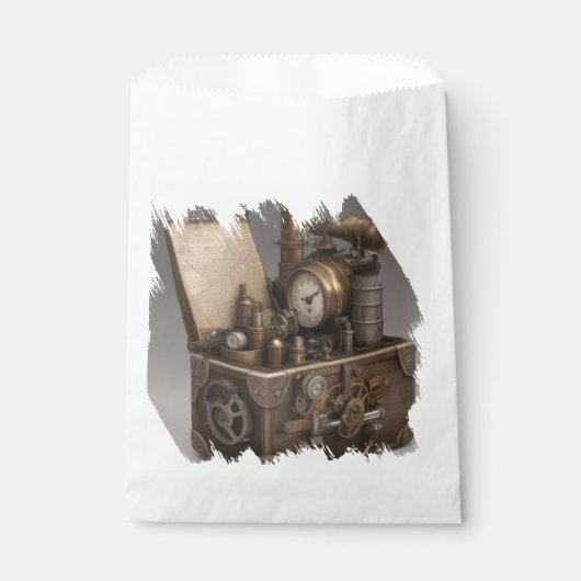 Steampunk tijdmachine -  schatkist bedankzakje (Voorkant)